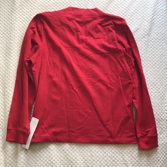 First Issue French Terry red apple V-neck shirt Missy Size US Small. Brand New - Picture 2 of 9